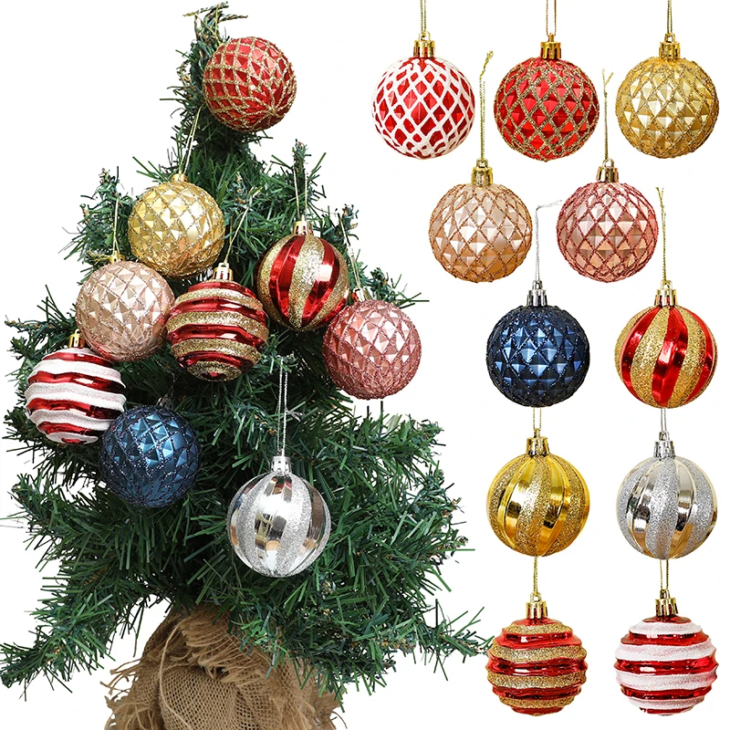 6Pcs 6CM Christmas Balls Decoration Xmas Tree Hanging Baubles Ball Ornaments Pendants Home Party Christmas Tree Decor New Year