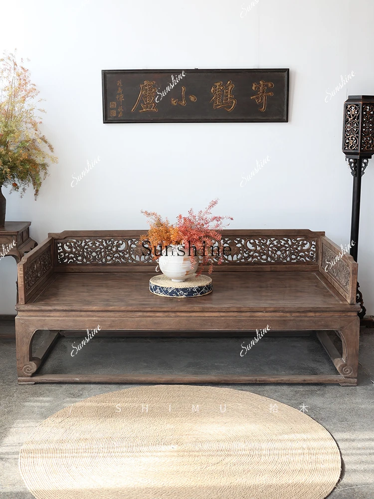 Simple double sofa bed solid wood Chinese antique concubine collapse  FT