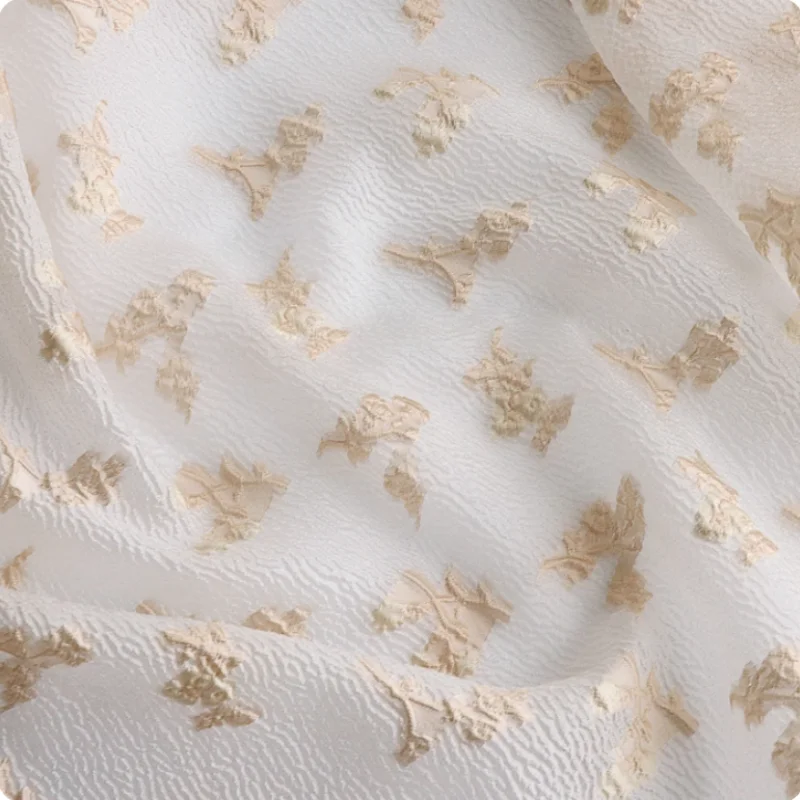 

White pattern jacquard bubble fabric for women's and children's clothing polyester fabric