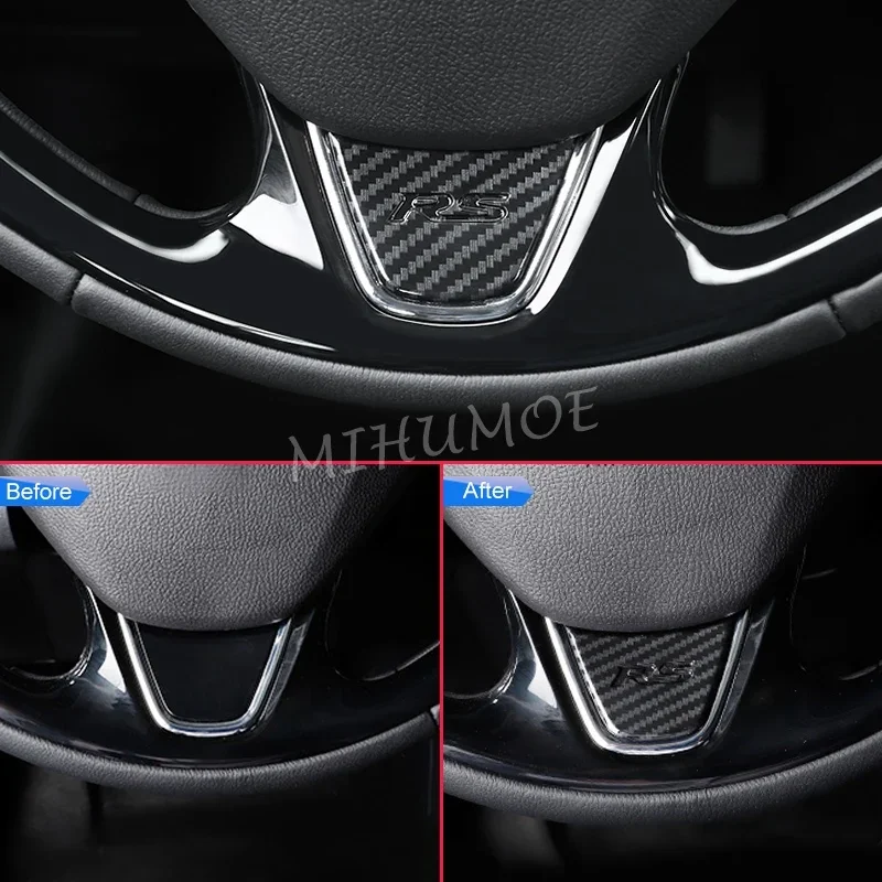 Carbon Fiber Steering Wheel Trims For Mitsubishi Eclipse Cross 2018 2019 2020 2021 2022 2023 2024 Cover Decoration