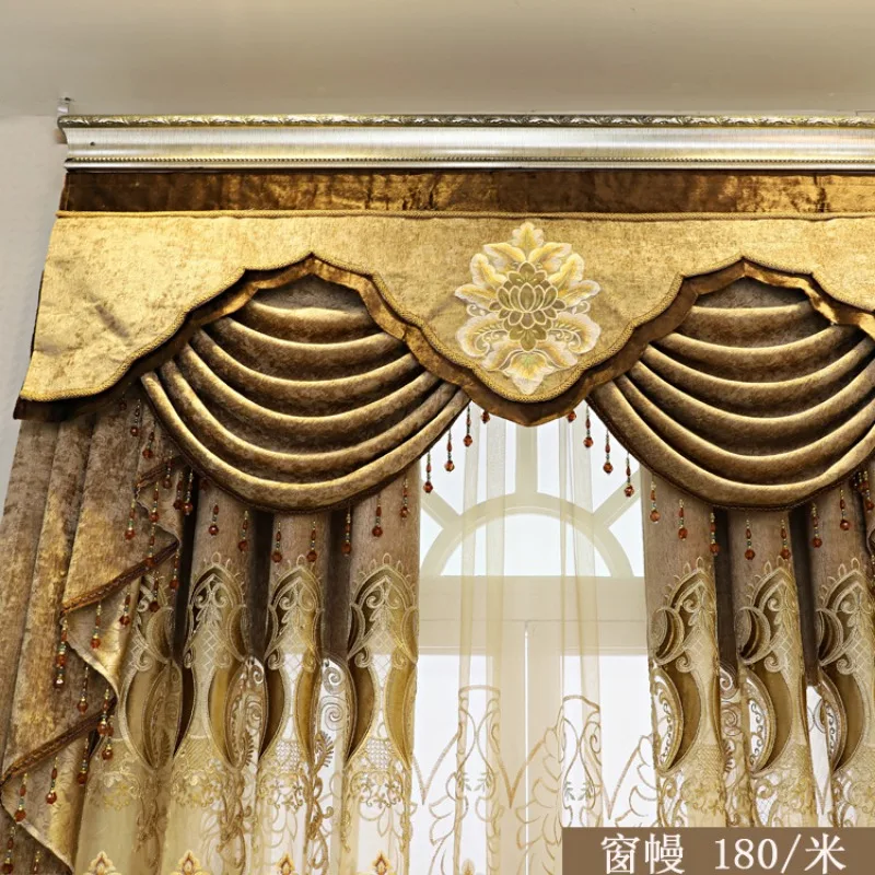 High-grade Curtains for Living Dining Room Bedroom European Custom Blackout Chenille Embroidered Curtain Fabric Luxury Villa