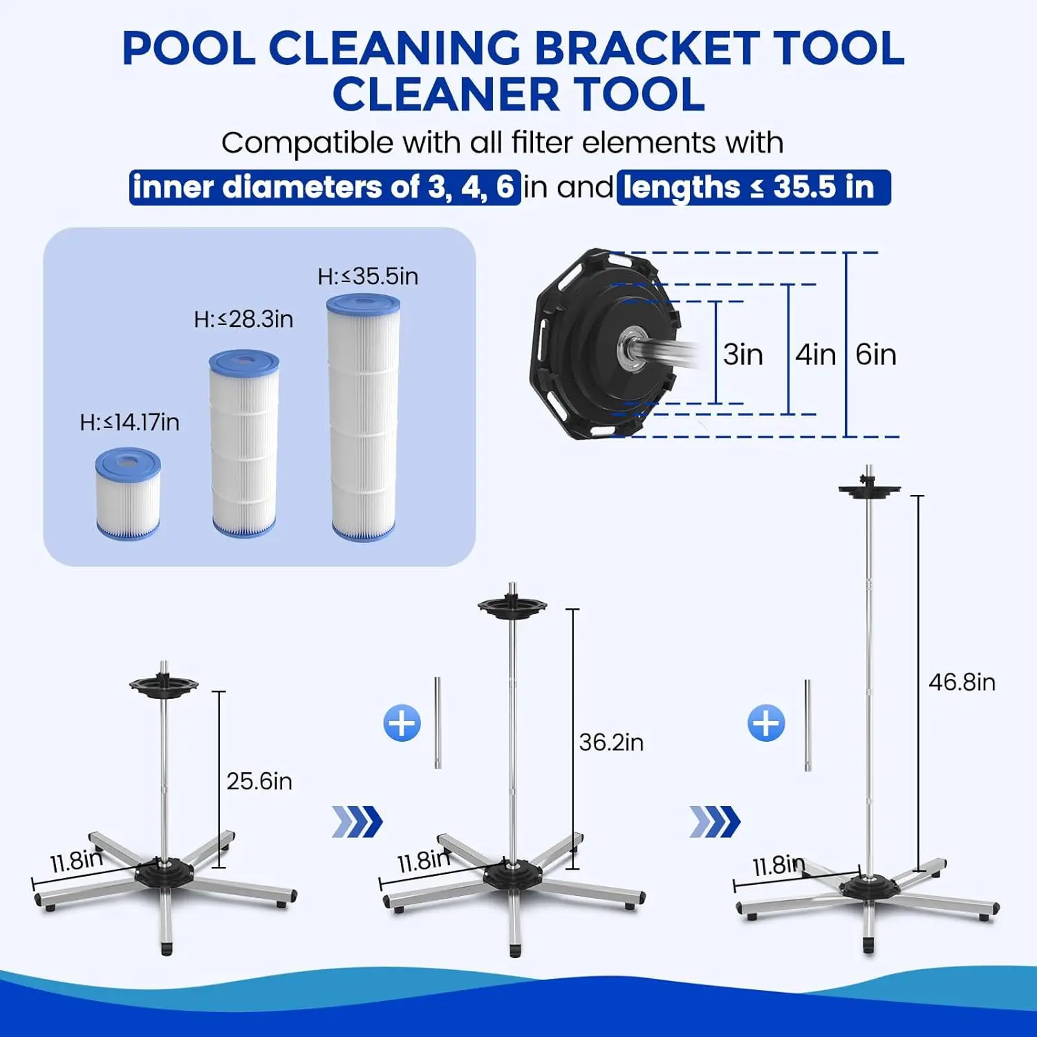 3/4/6 Inch Pool Filter Flushing Kit Universal Cleaning Accessory for Swimming Pool Maintenance