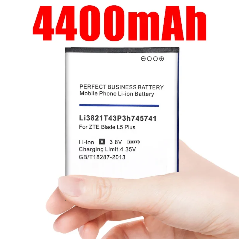 New 4400mah Li3821t43p3h745741 Battery for Zte Blade L5 Plus