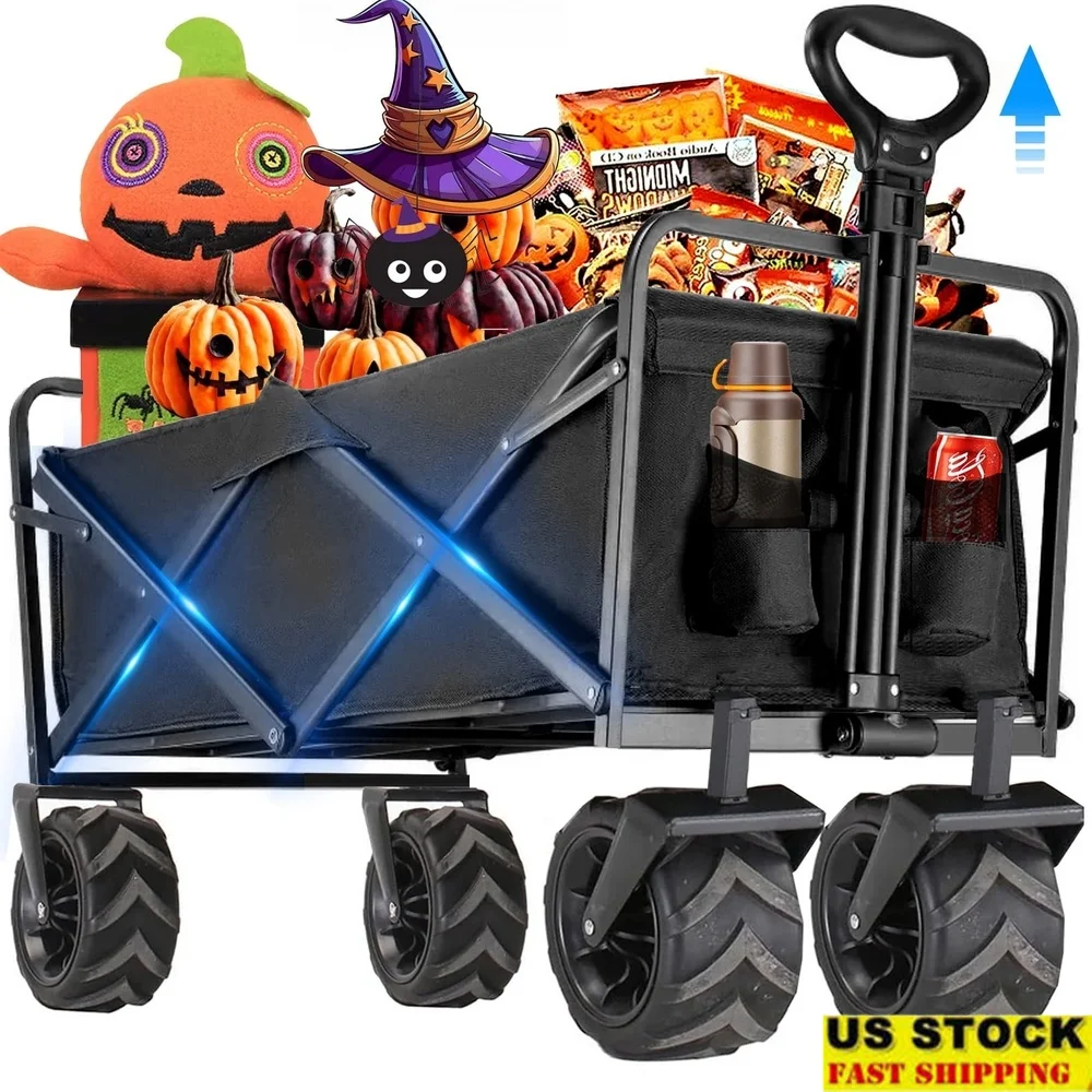 

Collapsible Folding Wagon Cart Heavy Duty Utility Cart All Terrain Portable Beach Camping Garden Shopping Folding Trolley