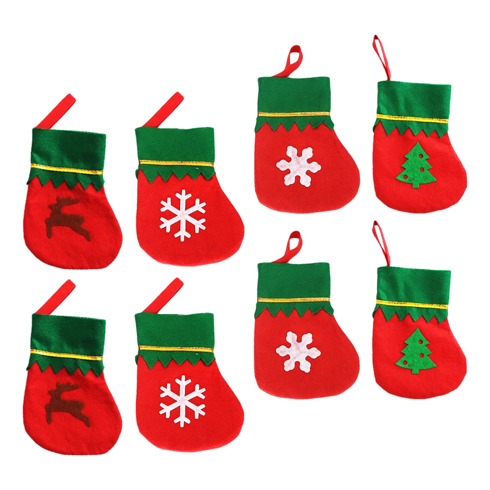 

8 Pcs Christmas Socks Knife and Fork Set Tableware Bag Cutlery Holder Holiday Utensil Holders Organizer Silverware