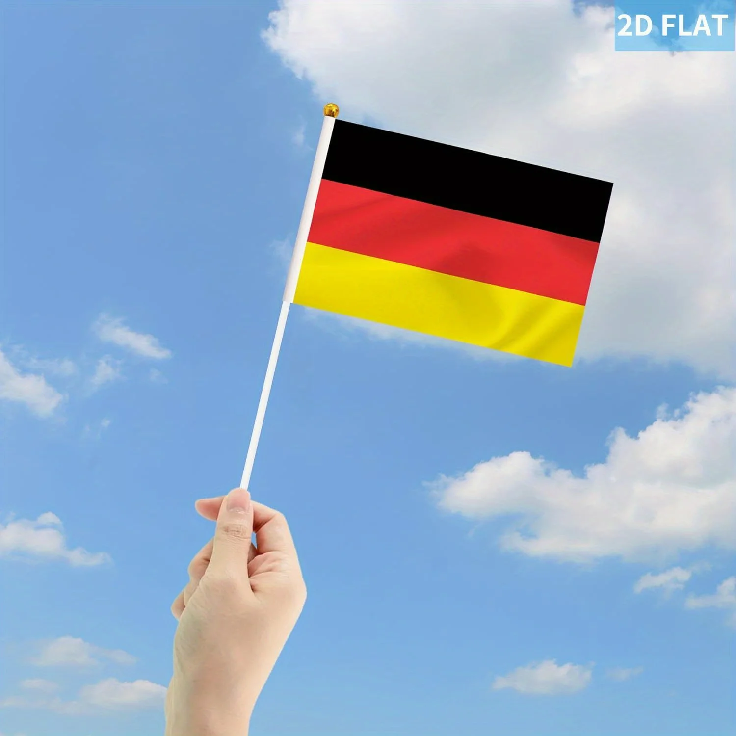 

50pcs Germany Hand Held Flags, German Small Stick Flag with Plastic Pole, Party Supplies for Parades, Festival Events