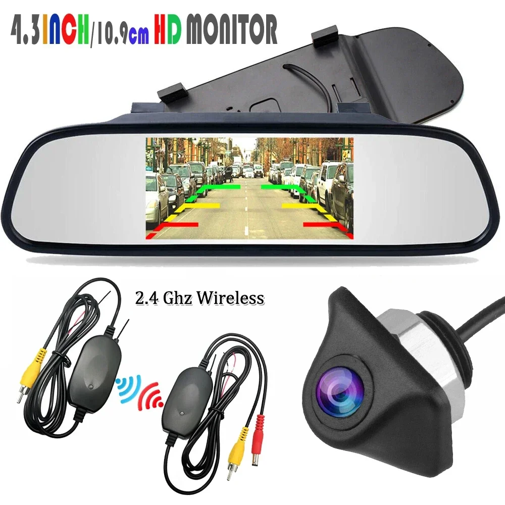 

Bileeko Wireless Car Rearview Camera With Mirror Monitor For Vehicle Parking Mirror Camera Hd Reverse Camera With 4.3-Inch