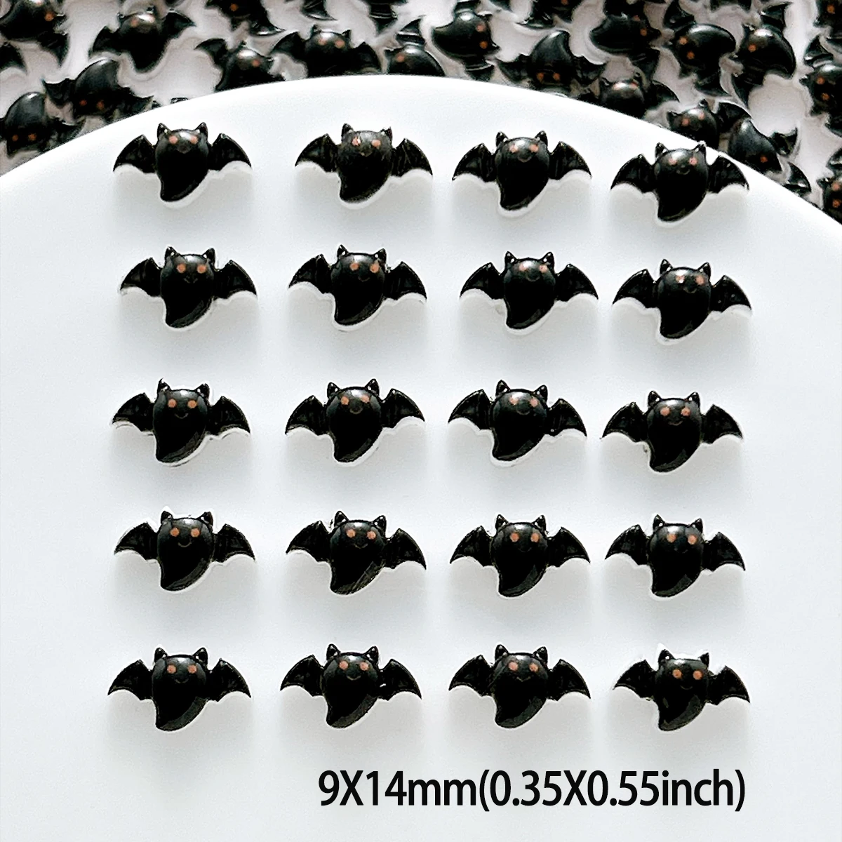 50PCS 3D Creative Simulated Black Bat Resin Nail Art Decorations New Cartoon Halloween Bat Nail Charms DIY Phone Case Clip Nails