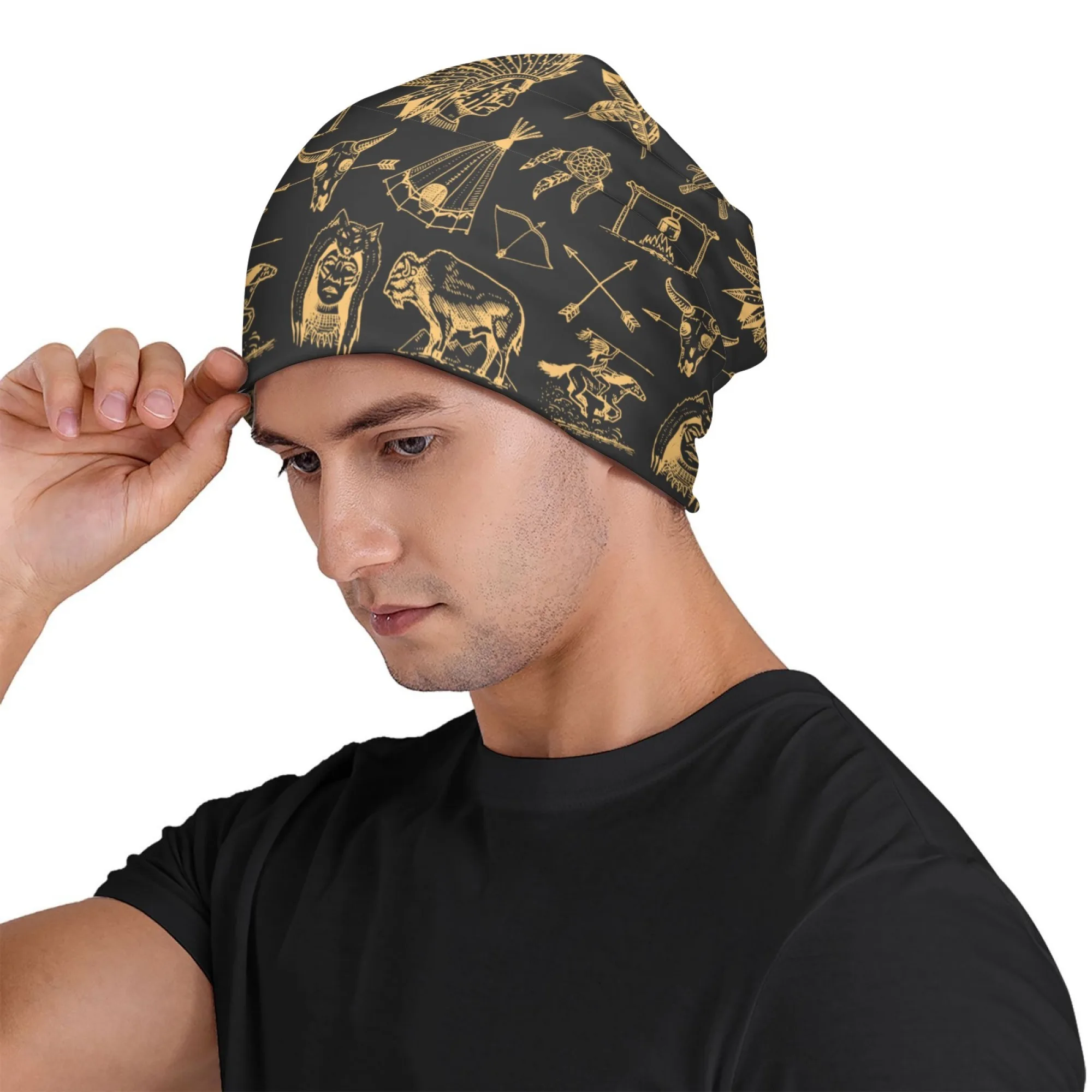 Tribal Jagd Retro Mode Hut Outdoor Casual Sport Hip Hop männer Beanie Elastische Bequeme Warme Winter Hut Roman Party geschenk