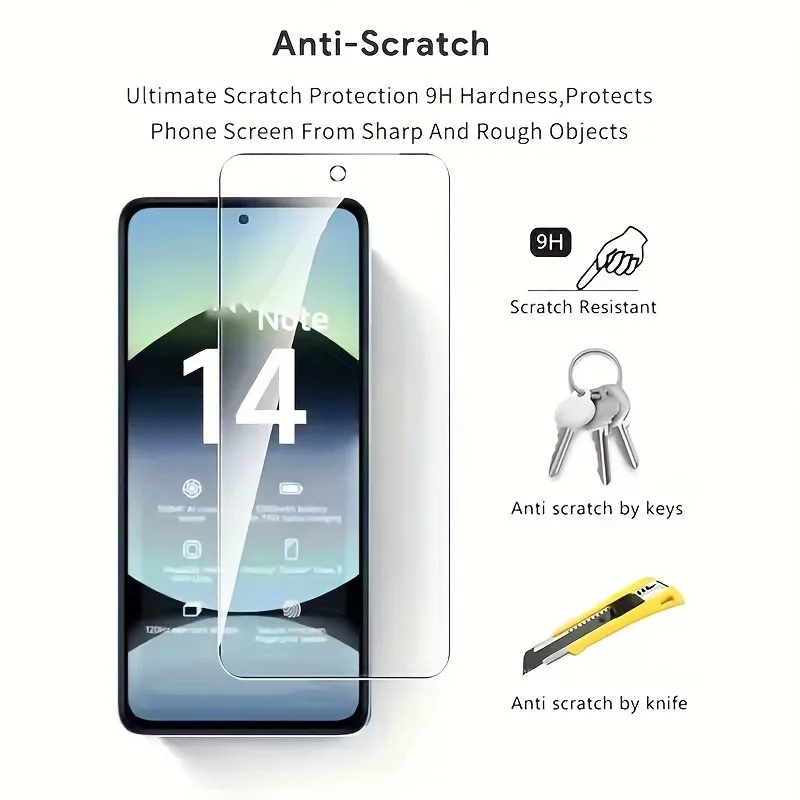 3 Stück Displayschutzfolie aus gehärtetem Glas für Xiaomi Redmi Note 14 15 Pro Plus 13 12 11 10 Pro Plus 14S 12S 11S Schutzglas – Detail 2