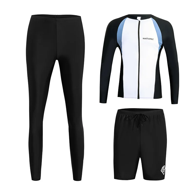 قميص وسراويل للسباحة بأكمام طويلة للرجال/النساء للحماية من أشعة الشمس فوق البنفسجية قميص وسراويل رياضية للتمرين والجري والمشي لمسافات طويلة ملابس رياضية