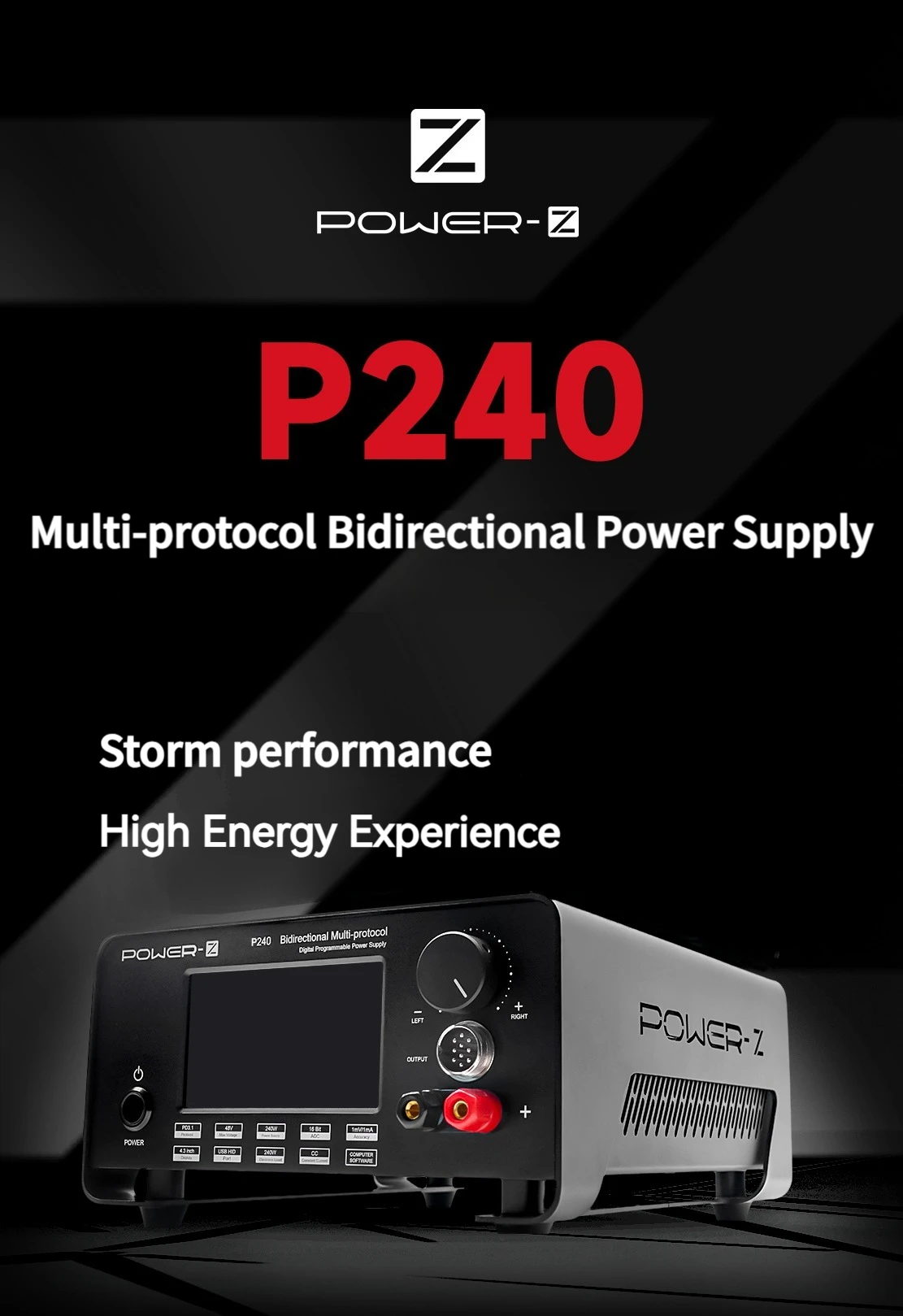 ChargerLAB POWER-Z P240 مصدر طاقة ثنائي الاتجاه متعدد البروتوكولات يدعم PD3.1 UFCS VOOC SVOOC بروتوكول الطاقة والحمل 2 أوضاع