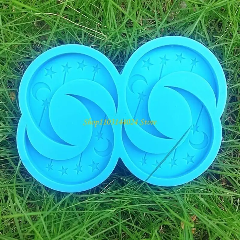 N5KE Moon and Stars Earring Decor Mold DIY Epoxy Resin Keychain Silicone Mold Christmas Pendant Mold Home Decorations Mold
