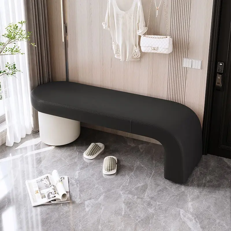 Leather Storage Bench Shoe Rack Living Room Bed End Bench Modern Home Furniture Sitting Bench Shoes Stool Linen Ottoman Seat