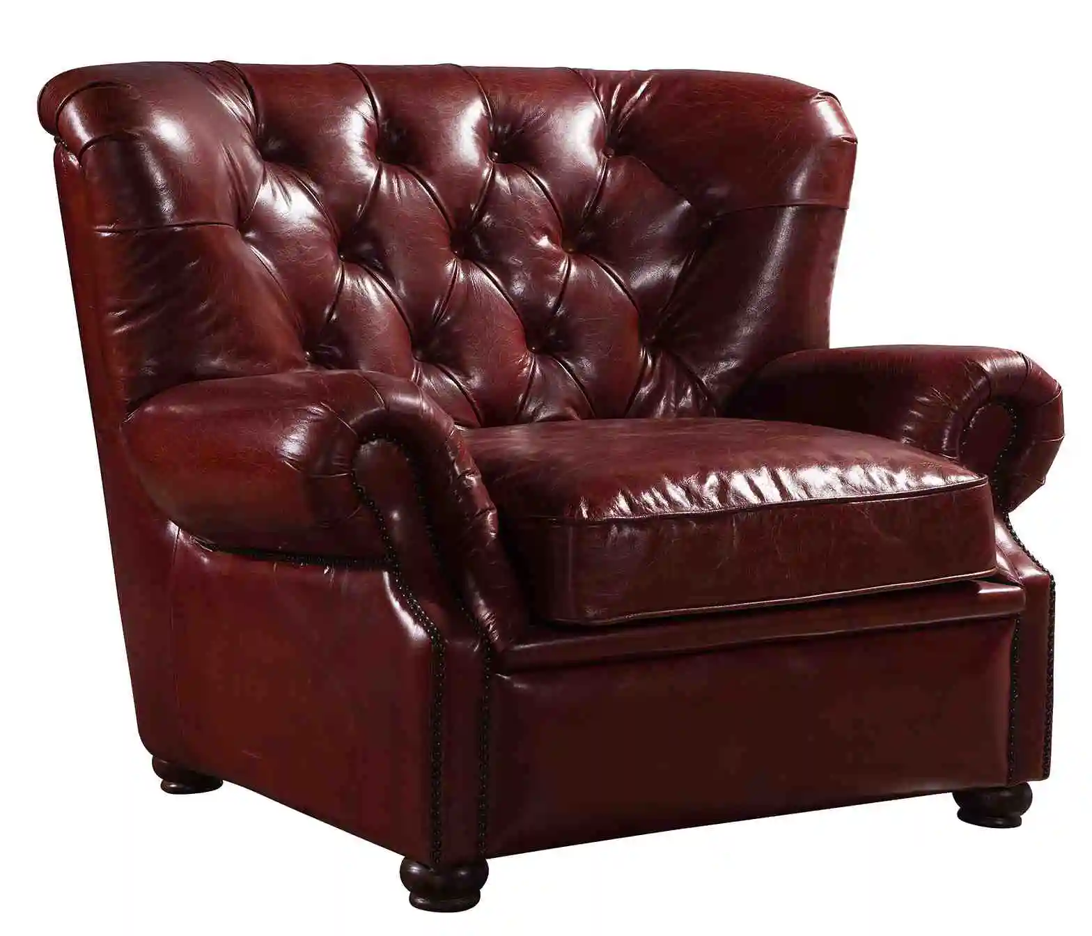 

Great Price Tufted Living Room Sofa Antique Seaters Sofa Red Genuine Leather Sofa Set