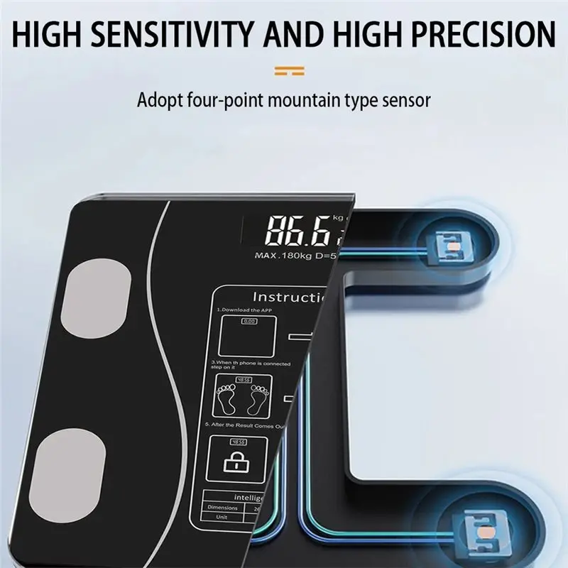 ABVG-Digital Bathroom Weighing Scale Fat Digital Bathroom Weighing Machine For Accurate BMI Muscle Mass Composition