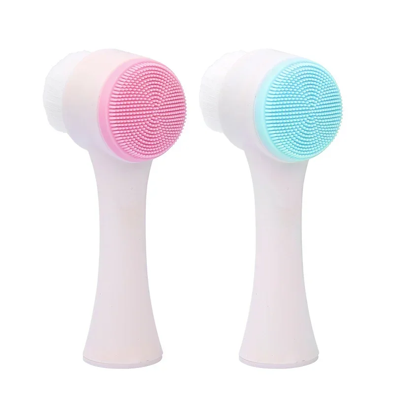 Karsyngirl Silica Gel Facial Brush Double Sided Facial Cleanser Blackhead Removing Product Pore Cleaner Exfoliating Facial Brush