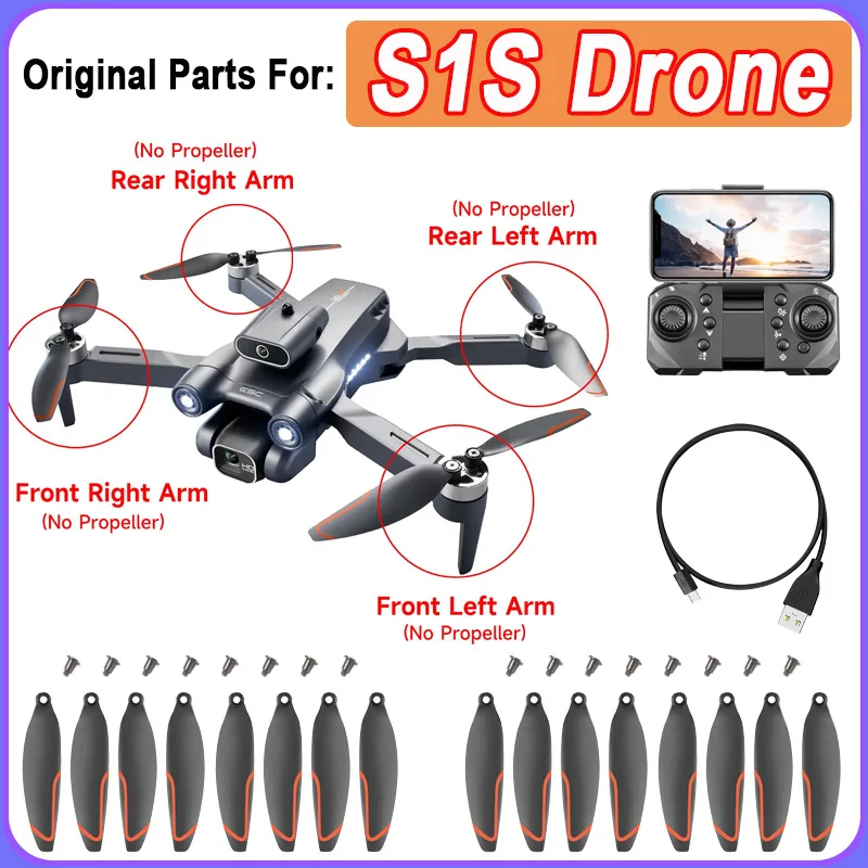 LSRC S1S Front Rear Arm Motor S1S Propeller Blade S1S Spare Parts RC Dron Accessories Remote Controls