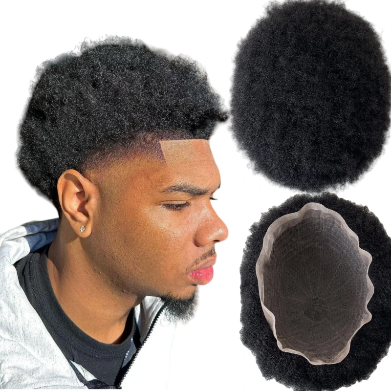 

Mens Afro Toupee 100% Human Hair Full Lace Toupee Men Toupee For Men's Hair Replacement Hairpiece American Afro Curl Toupee