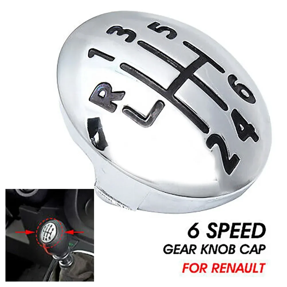 

Car 6 Speed Gear Shift Knob Lever Cap Cover For Renault-Clio Megane Scenic Chrome Gearbox Handle Gear Lever Knob Cap Accessories