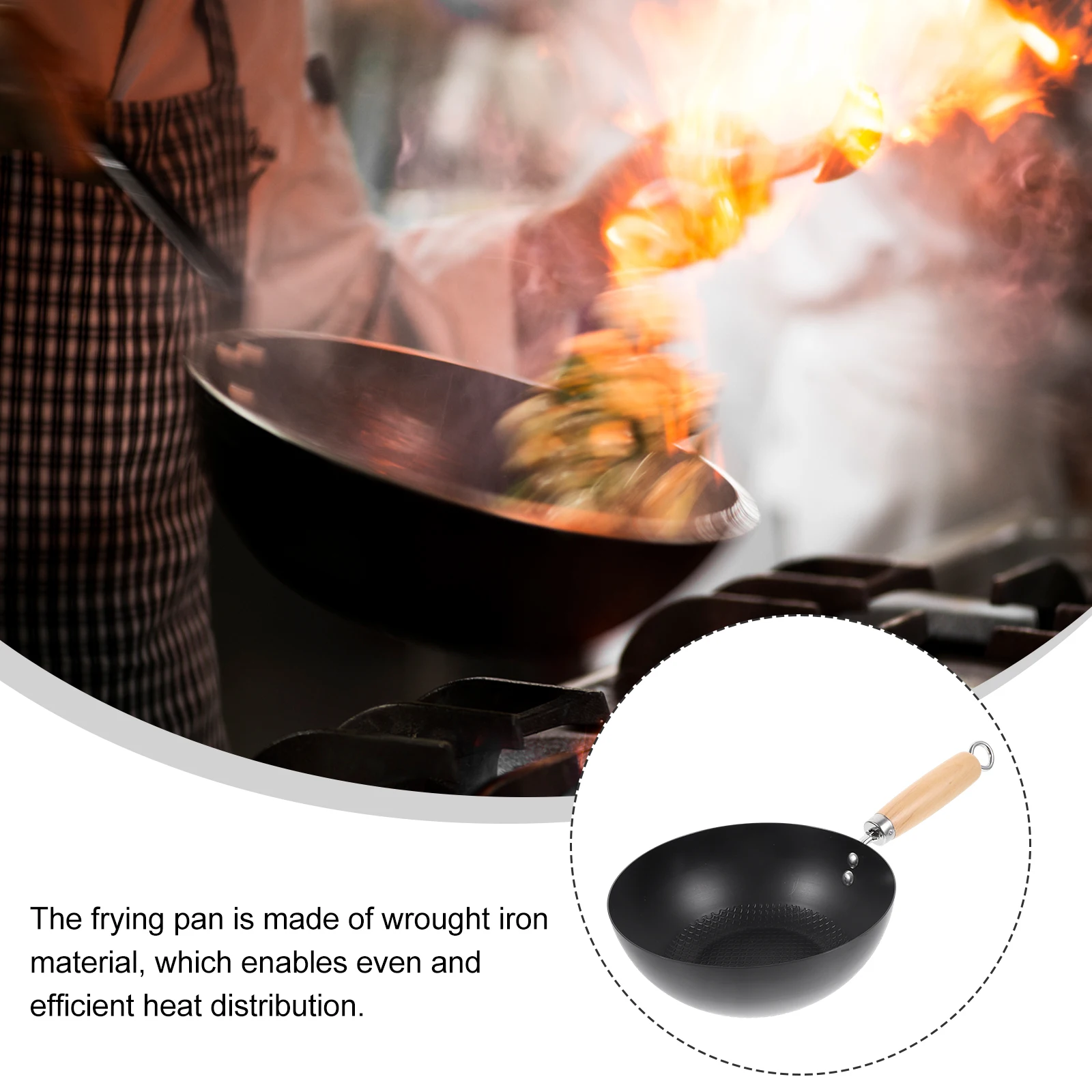 

Small Iron Wok Pan Japanese Cookware Round Bottom Fry Pans Home Kitchen Gas Stove Electric Mini Size Smooth Lines Easy