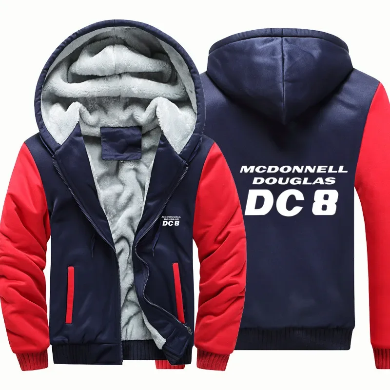 ماكدونيل دوغلاس-DC8 طيران الطيران الطيارين الرجال معطف جاكيتات الصوف الصوف الدافئة سستة مقنعين سميكة هوديس بلوزات #3