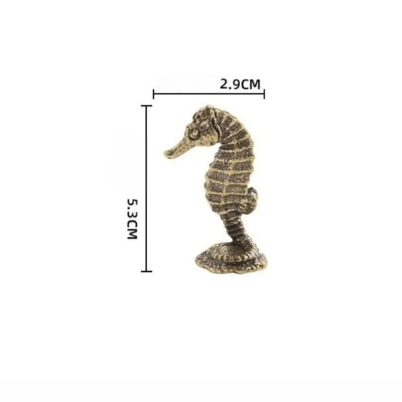 1 PC Vintage Antique Imitation Brass Large Seahorse Ornament Creative Ocean Style Cute Animal Tea Pet Desk Pet Craft Home Decor