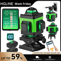 HGLINE Green 4D 16 Lines Laser Level APP Control Green Light Laser Level Horizontal Vertical Levels Tools With Power Display