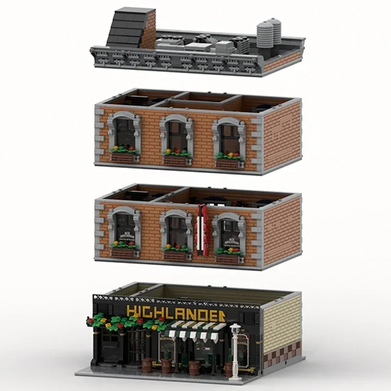 Moc Mattoni da costruzione Street View Modello The Highlander Pub Tecnologia Blocchi modulari Regali Giocattoli per bambini Set fai da te Assemblaggio