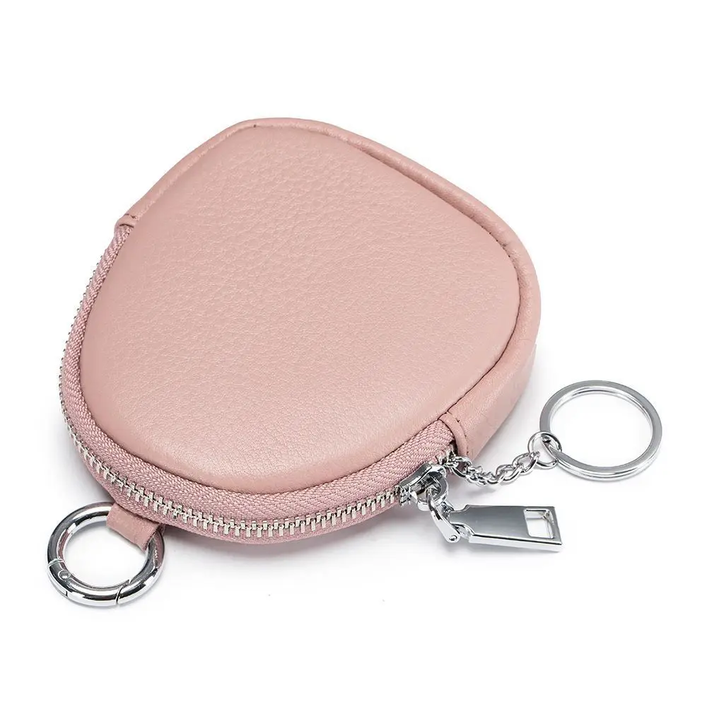 Portable Mini Coin Purse Solid Color Zipper Card Holoder Wallet with Key Ring Money Bag Keychain