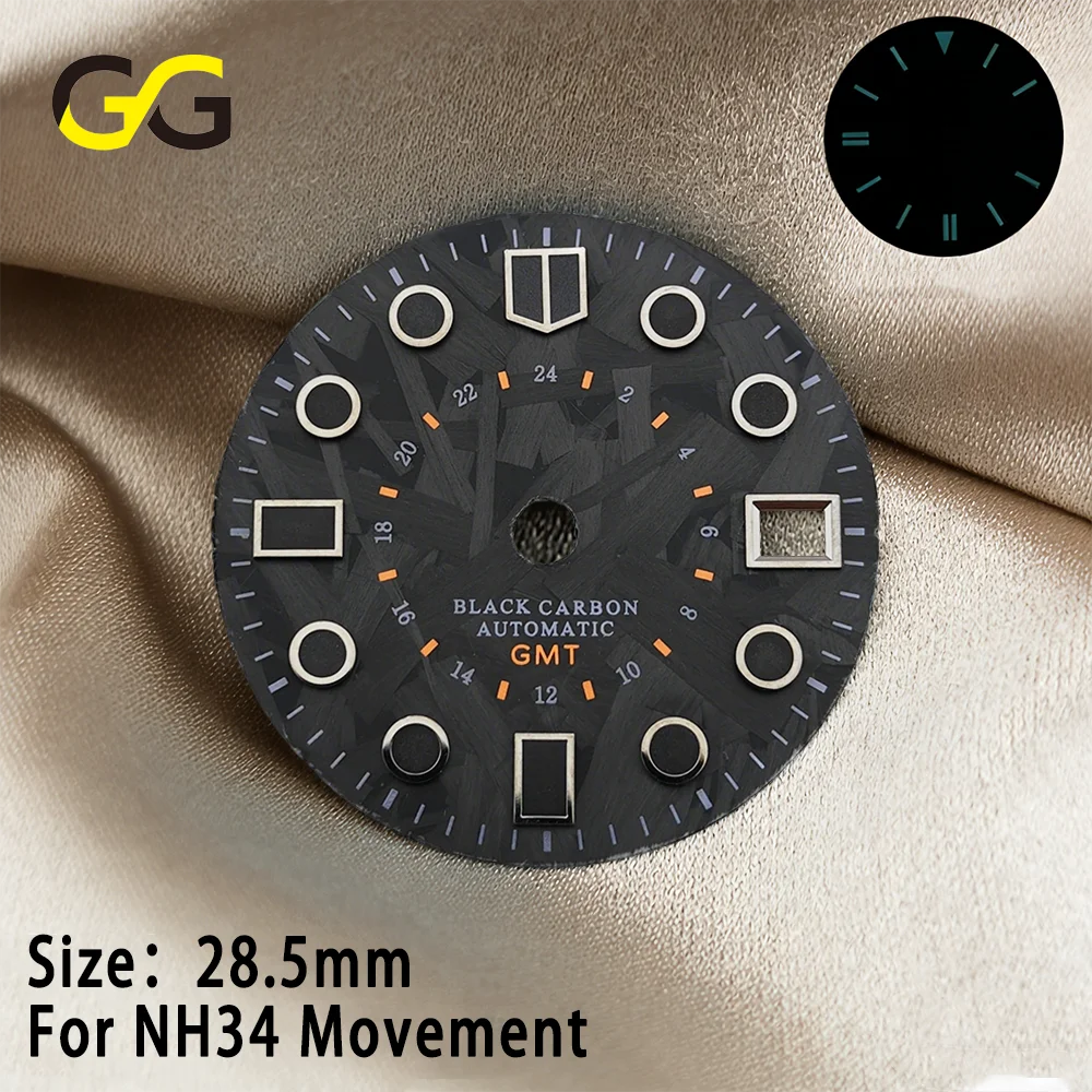 

Циферблат из углеродного волокна NH35, циферблат для часов NH34 GMT, циферблат с углеродным покрытием, подходит для механизмов NH34/35/36 Miyota8215/2824, аксессуары для часов