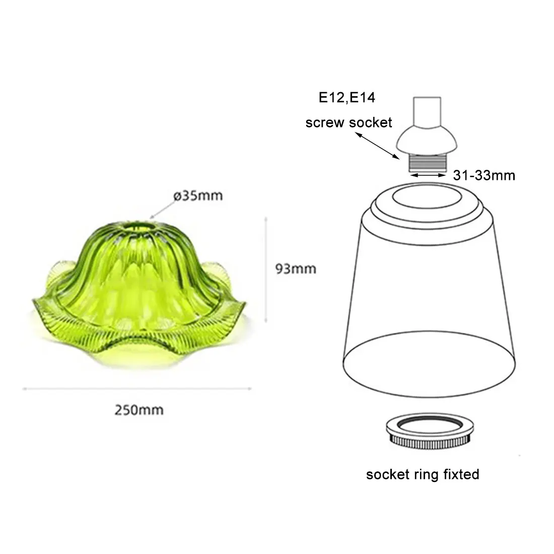 3,5 cm otwór Art Decor Stain Glass Flower Lampshade Zamiennik do E12 E14 Light Socket Smoke Grey Amber Green Cognac Glass Shade