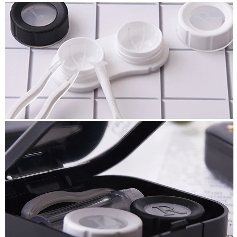 1 Set Mini Contact Lens Case Travel Kit Easy Carry Mirror Lenses Box Container Color Contact Lens Case Box Tweezers