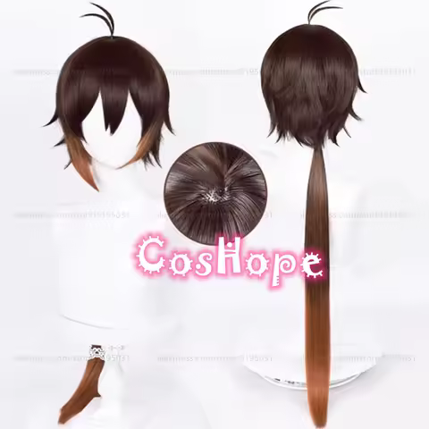 Zhongli Cosplay Wig 90cm Long Brown Orange Gradient Wig Cosplay Anime Cosplay Wigs Heat Resistant Synthetic Wigs