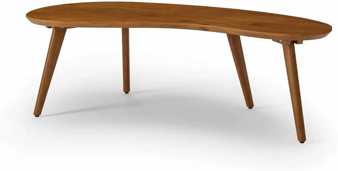 

Solid Wood Coffee Table Mid Century Modern Abstract Shaped Castanho Finish