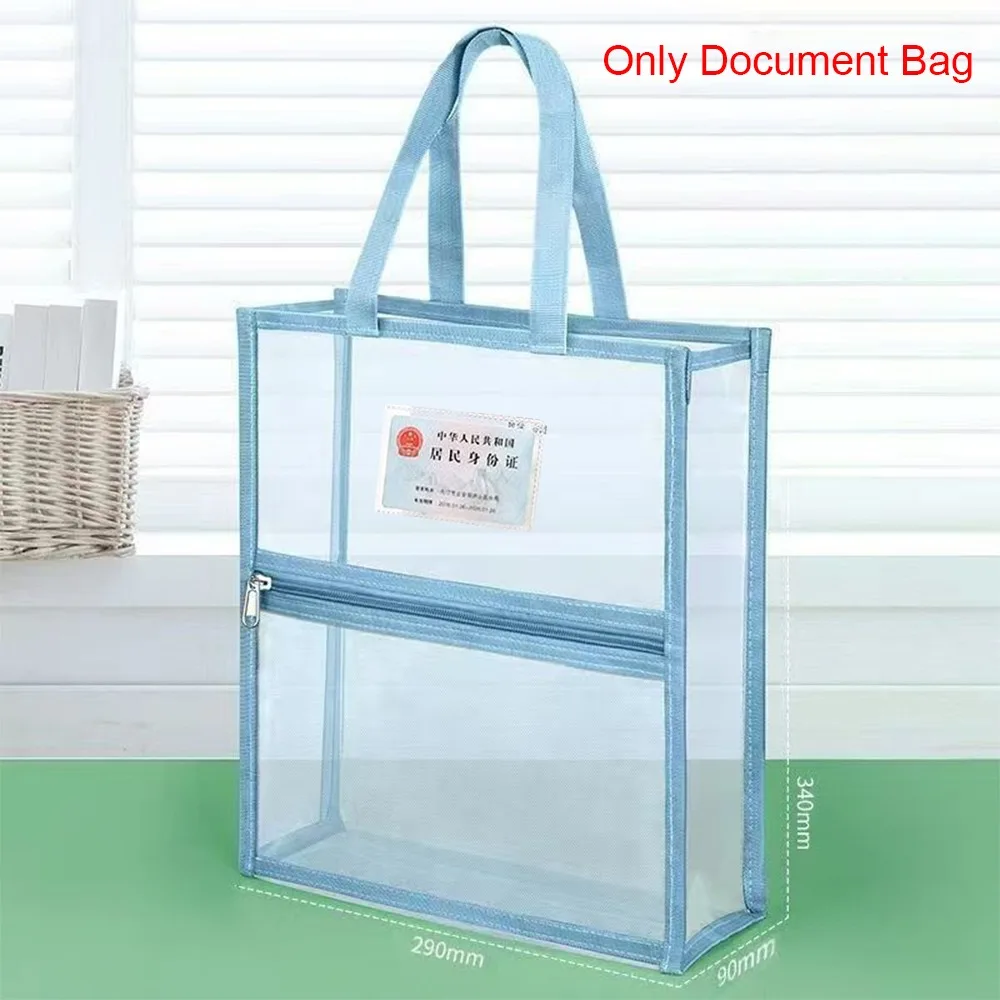 

PVC Material Double Layer Document Bag Simple Design Transparent Student Handbag Waterproof Large Capacity Pencil Case