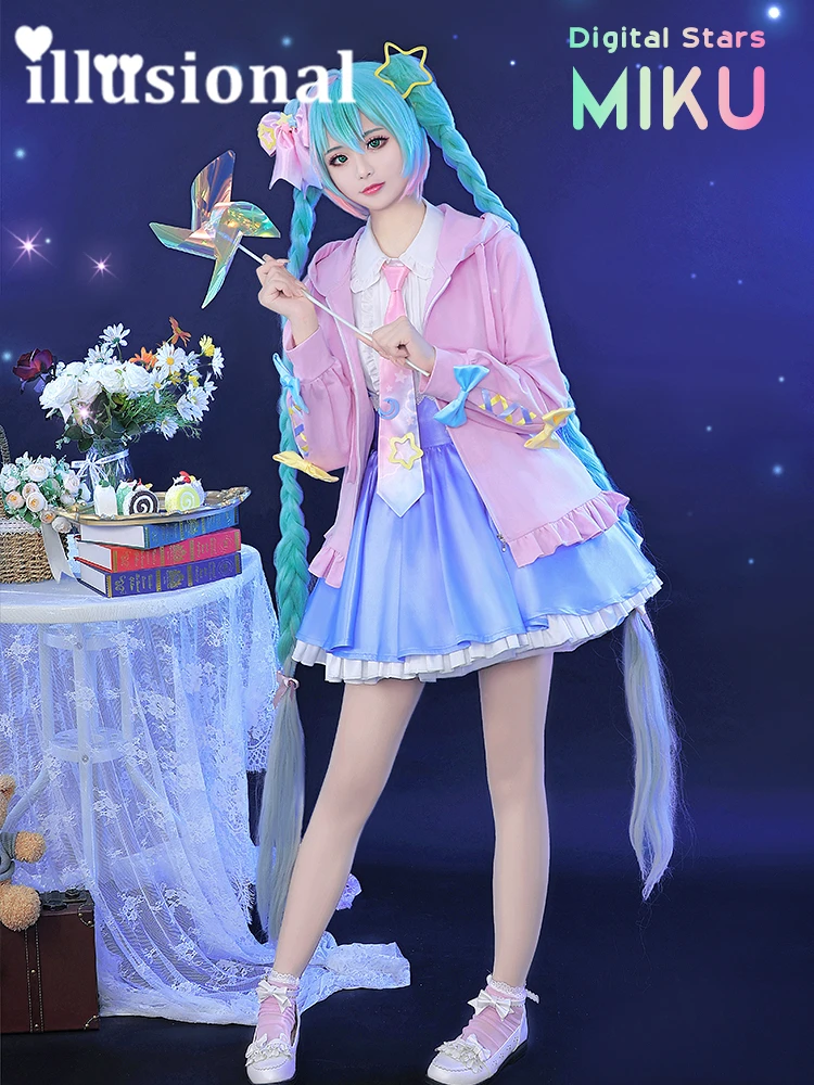 illusional Digital Stars Miku Cosplay Costume coat Uniform Shirt skirt Anime Costumes women daily dress