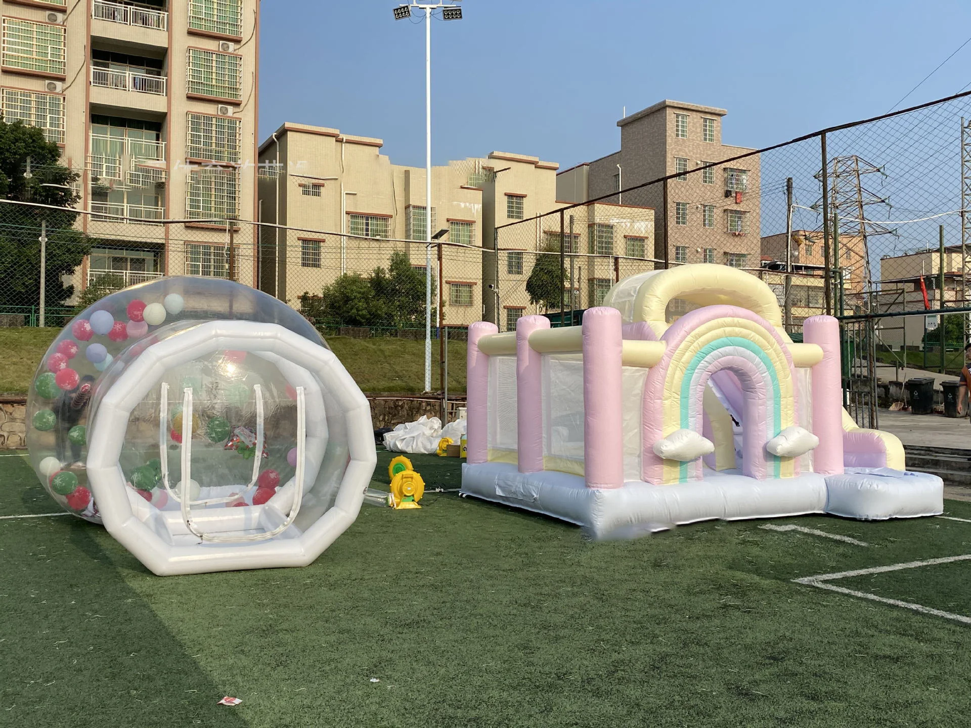 Outdoor Rainbow Castle children's birthday party park trampoline large trampoline slide home small park thickened PVC material