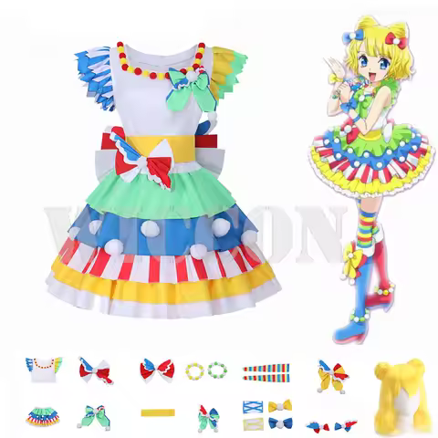 Mirei Minami Cosplay Costume Lolita Dress Colorful Suit Anime PriPara Wig Uniform Halloween Party Women Girls Fancy Outfit
