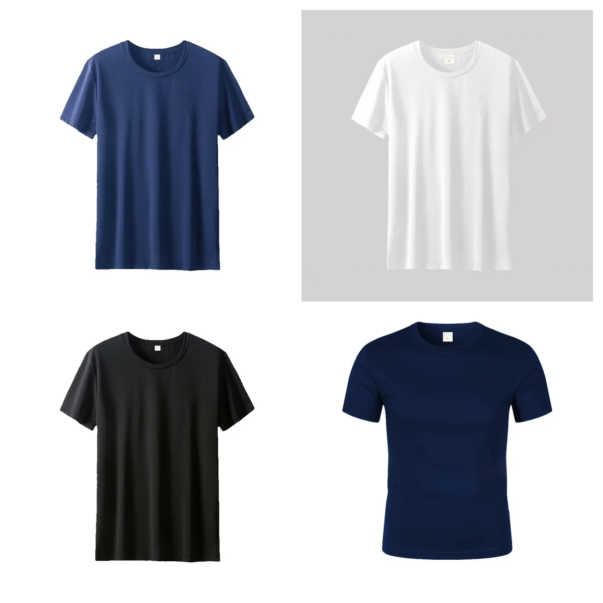 Men's Short Sleeve Mesh Bamboo Ice Silk T-shirt  male Casual Versatile Summer Elastic Slimming Top for Men