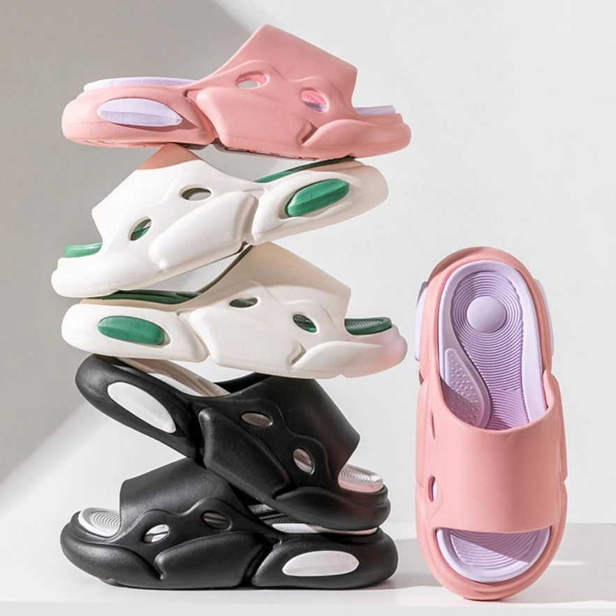 

Soft Thick Soled EVA Couple Slippers Anti Slip Beachwear Platform Flip Flops Shoes Open-toe Slides Sandals Men Summer
