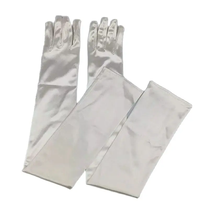 52 سنتيمتر 70 سنتيمتر طول قفازات الساتان النساء فستان حفلات الزفاف مساء آداب الأداء الصلبة قفازات طويلة اكسسوارات #6