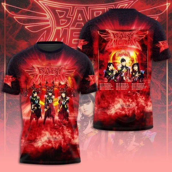 

2025 Metal Japanese Girl Band Metal Rock T-shirt 3 D Print Men's and Women's Trend T-shirt Fashion Quick-drying MOTO Top