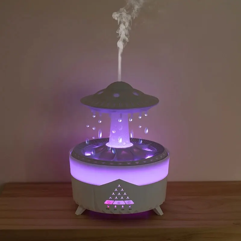 UFO pelembap udara Raindrop, pelembap udara tetesan Air USB, penyebar Aroma minyak esensial, pembuat kabut rumah tangga D