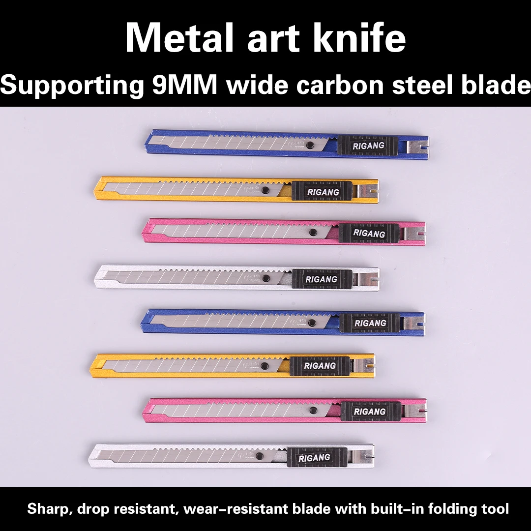 

4PCS Retractable Box Cutter 9MM Blade Utility Knife Carbon Steel Self-Locking Design Cutting Tools for Model Airplane Small