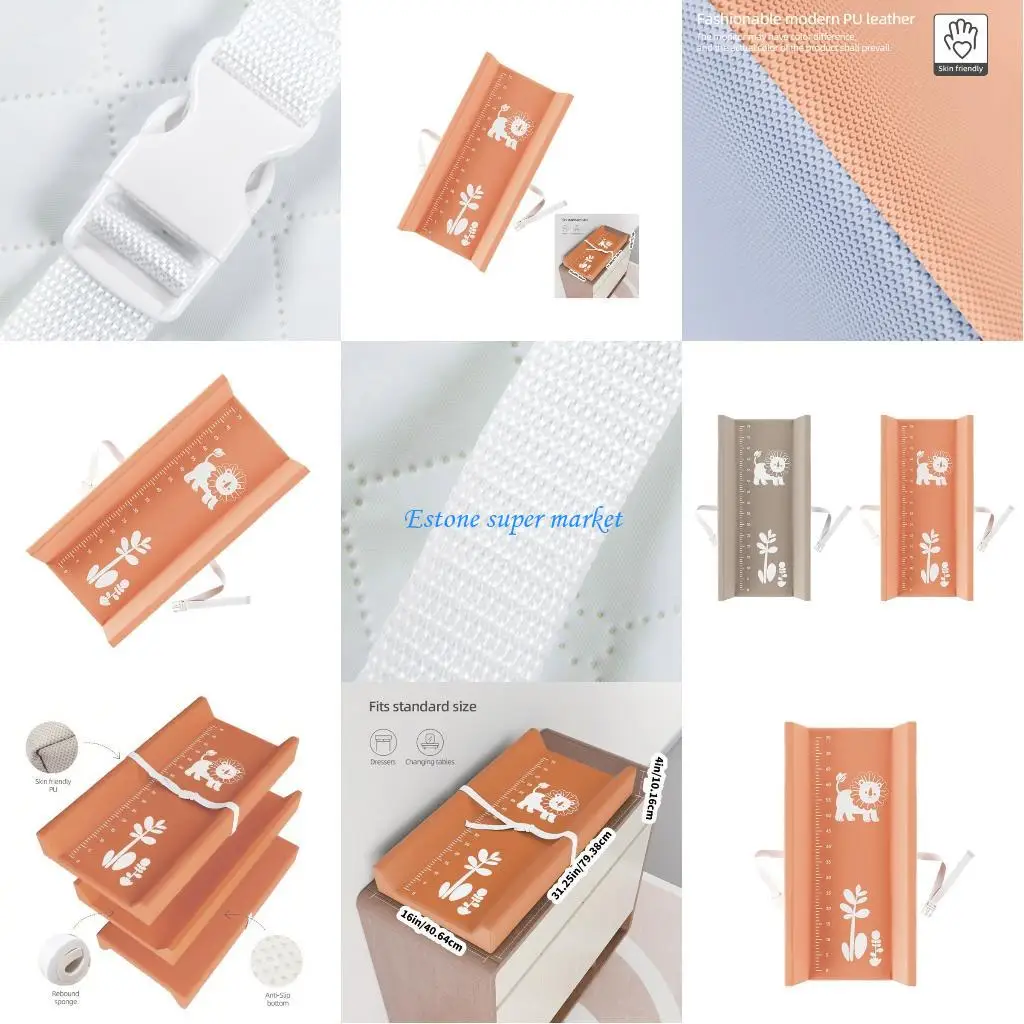 

090B Diaper Changing Pad Safety Strap Nonslip Bottom Leakproof Nappy Changer Cushion