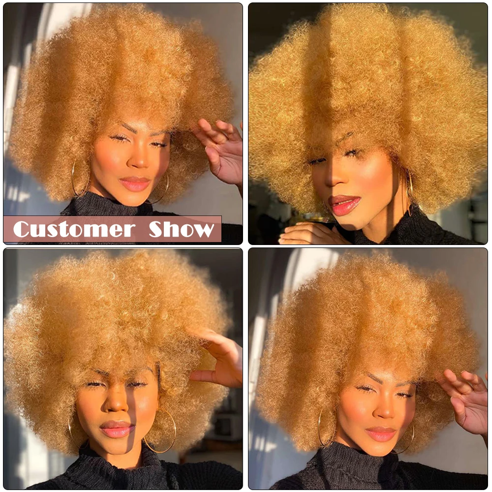 Afro Wigs for Black Women Short Curly Afro Kinky Wig 70s Bouncy Huge Fluffy Puff Wigs Premium Synthetic for Cosplay and Daily
