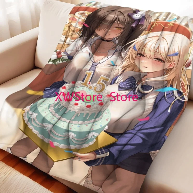 

Cartoon Anime Girl Flannel Blanket Autumn and Winter Warm Shawl Nap Office Blanket Couple Gift