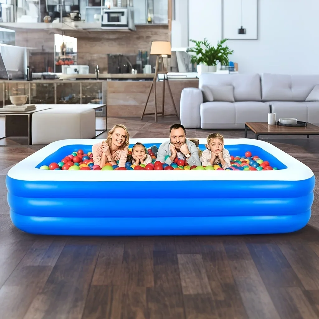 Inflatable Pool, Rectangular Inflatable Swimming Pool, Durable PVC , Inflatable Pool for Indoor and Outdoor Summer Fun Pool toys