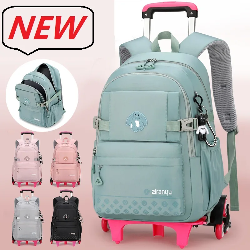 New Kids School Bag for Girls Trolley Backpack Mochila Infantil Menina Rolling Mochilas Escolares Con Ruedas Mochila Bolso Mujer